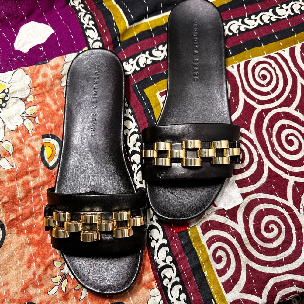 Veronica Beard Eni Leather Slide Sandal - Size 7